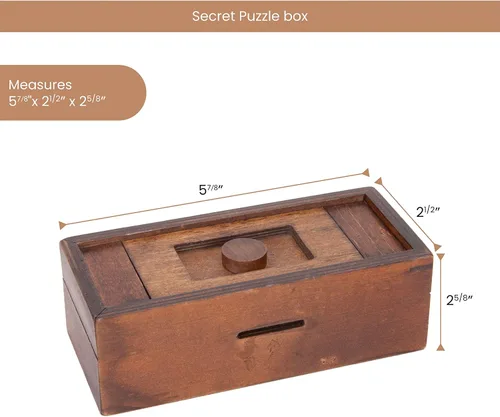 Vista 10 de Bits and Pieces - Guarde su dinero en esta caja secreta, rompecabezas - Secreto compartimiento de madera, juego de cerebros para adultos