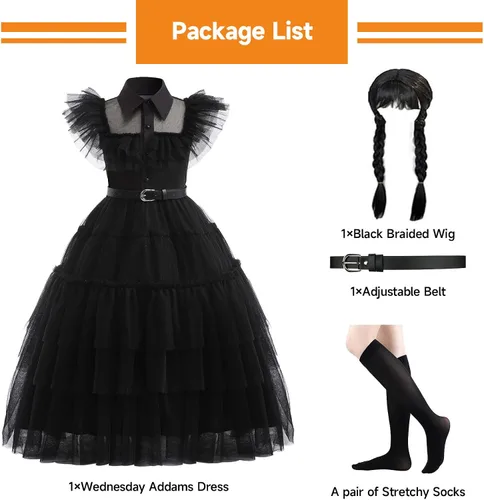 Vista 6 de Hellet Girls Cosplay Costume Dress for Family Kids Costumes Black Dance Princess for Halloween School Party