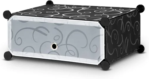 Vista 5 de HAPPYGRILL Organizador de zapatos, armario modular de plástico de 12 cubos con estantes de zapatos de 6 niveles y puertas transparentes, diseño