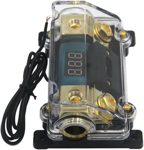 Vista 2 de ZOOKOTO Soporte de fusible de 100 A, pantalla LED de audio estéreo para automóvil, voltaje digital, portafusibles ANL, calibre 0, 2, 4, con fusible