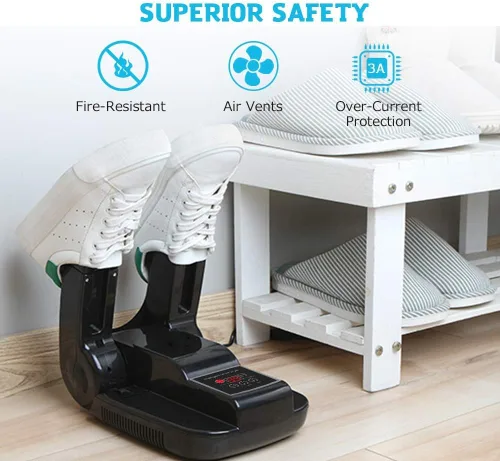 Vista 7 de DR.PREPARE Secador de botas de ozono, secador de guantes y calentador de botas con soplador de calor, estante ajustable portátil y temporizador