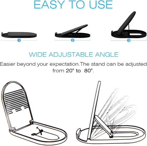 Vista 8 de [Paquete de 3] Soporte de teléfono celular para escritorio, soporte plegable portátil para iPhone, soporte de escritorio ajustable multiángulo