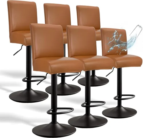 Vista 30 de Fundas de Cuero PU para Taburete de Bar con Respaldos, Paquete de 2 Fundas Elásticas Impermeables para Sillas de Taburete de Bar, Fundas Lavables
