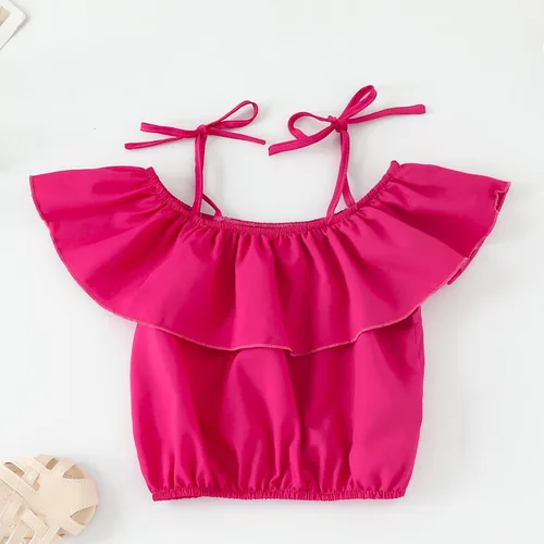 Vista 7 de Fashion Little Girl's 2 Piece Clothes Set Summer Toddler Garments Ruffle Trim Top and Floral Long Bell Bottoms Pants
