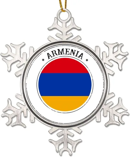 Vista 8 de Adornos de bandera de Andorra para árbol de Navidad, bandera nacional, silueta de Andorra, decoraciones de árbol de Navidad, copo de nieve, metal