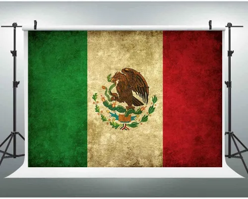 Vista 6 de EOA - Telón de fondo de fotografía de bandera mexicana grunge de 7 pulgadas de ancho x 5 pies de alto, para fiestas de vacaciones, fondo de cactus