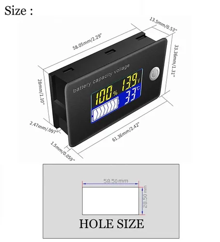 Vista 5 de Medidor de voltaje con pantalla de temperatura, medidor de voltaje (12 V)