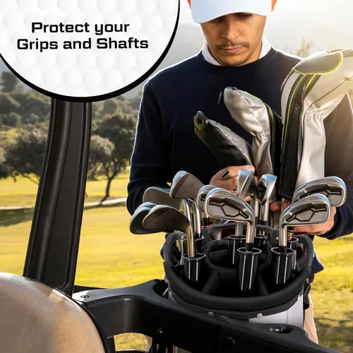 Vista 4 de Juego de 14 tubos para bolsas de golf (1.25 pulgadas) + 1 (1.5 pulgadas) para agarre de putter grueso, mangas de protección para club, divisores