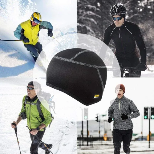 Vista 7 de Santic Casco de calavera de ciclismo para correr, casco de bicicleta, forro polar térmico resistente al viento, se adapta debajo de los cascos