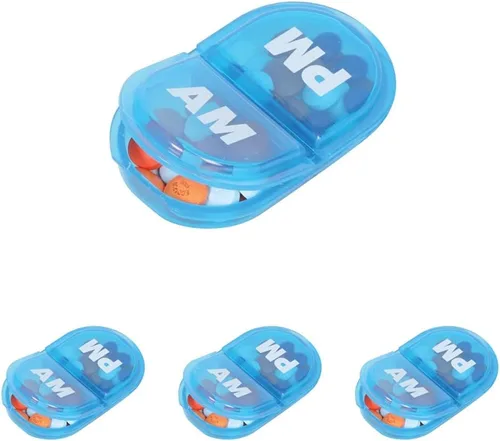 Vista 14 de EZY DOSE Farmacia diaria redonda, compacta, pequeña, discreta, portátil de bolsillo, pastillero, organizador y recipientes de vitaminas, tapas