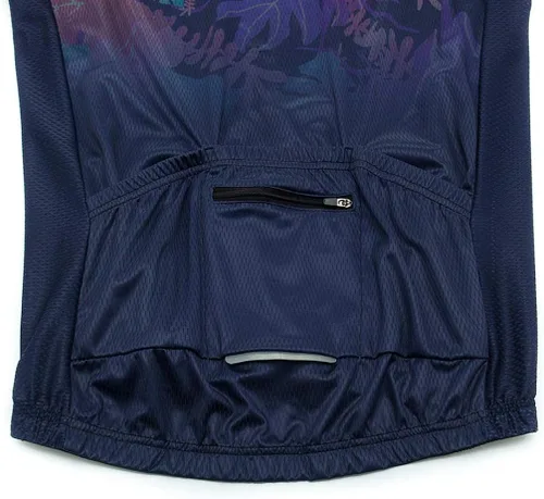 Vista 6 de XUNQI Jersey de ciclismo de manga corta reflectante con bolsa trasera con cremallera