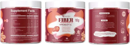 Vista 9 de Gominolas de fibra Migcopat con probióticos, 10 g de fibra por porción, sin azúcar añadida sabor a manzana, con mezcla de 10 mil millones de UFC
