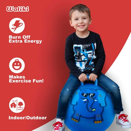 Vista 4 de WALIKI Pelota de Salto para Niños y Niñas de 3 a 6 años Bola de Saltar Hippity Hop Regalo de Cumpleaños Genial Azul 45,7 cm