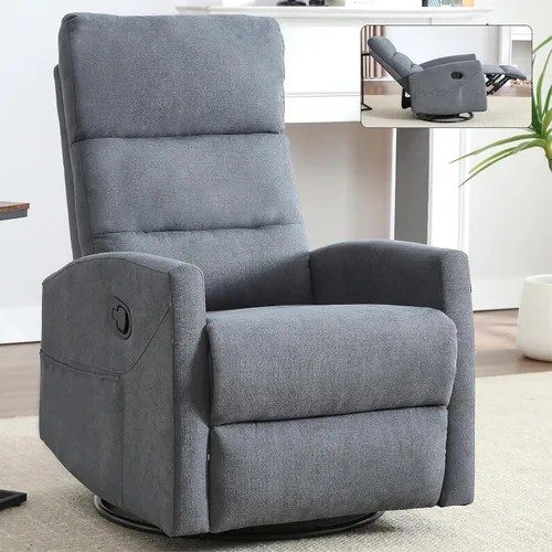Vista 12 de Silla reclinable giratoria, sillón giratorio para sala de estar, silla reclinable deslizante con calor y masaje, color beige