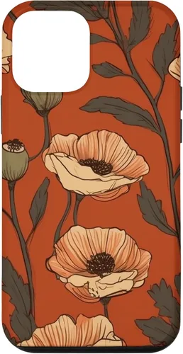 Vista 16 de iPhone 16 Floral Pattern Poppies Terracotta Poppy Flower Case