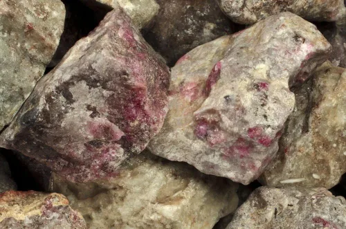 Vista 11 de Fantasia Materiales: Rubí grande de 1 libra en forma hexigonal natural piedras ásperas de la India