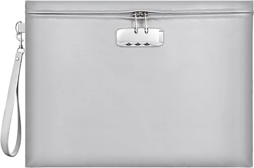 Vista 8 de Bolsa de documentos ignífuga con cerradura, 14.3 x 10.2 pulgadas, bolsa de dinero ignífuga e impermeable con cierre de cremallera, bolsa