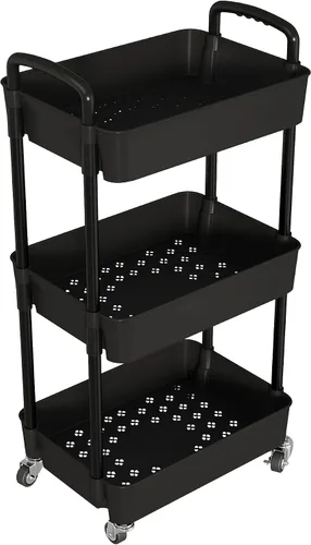 Vista 2 de Carritos de Almacenamiento de 3 Niveles Laiensia, Carrito Rodante Utilitario Multifunción Organizador de Almacenamiento de Cocina, Carrito