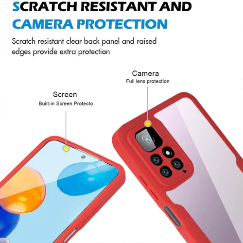Vista 3 de CCSamll - Funda transparente para Xiaomi Redmi Note 11 Pro/11 Pro + con protector de pantalla integrado, delgada, de cuerpo completo, resistente