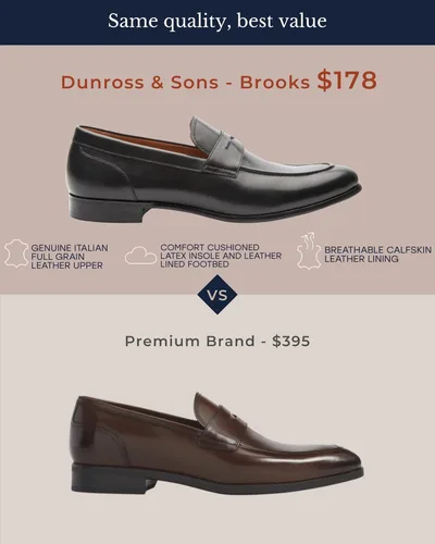 Vista 4 de Dunross & Sons Men's Formal Leather Upper, Leather Lined Dress Loafers Shoes