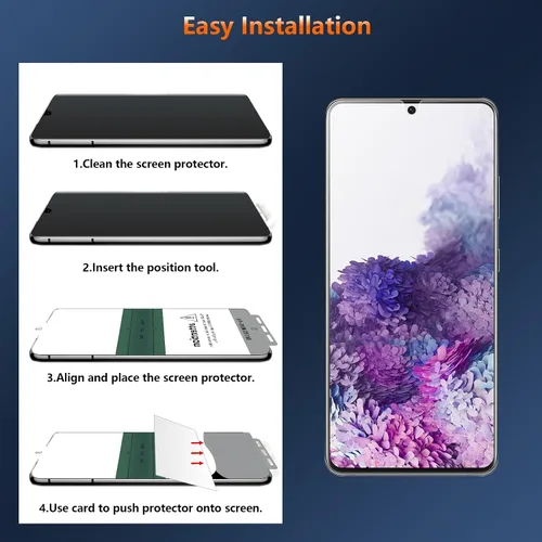 Vista 8 de [Paquete de 2+2] Protector de pantalla de privacidad mate de 4 vías de 360° para Samsung Galaxy S20 con protector de lente de cámara, compatible