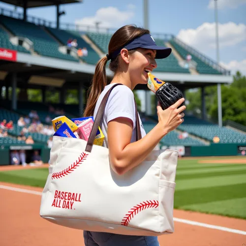Vista 2 de Bolsa de lona de béisbol para mujer, artículos esenciales para madres deportivas, bolsa bordada de béisbol para mamá, béisbol de viaje, regalo