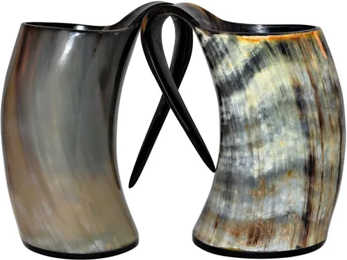 Vista 3 de AnNafi® Taza Viking Drinking Horn con acabado pulido, 16 onzas, multicolor