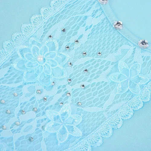 Vista 5 de Melaura Disfraz de princesa azul para niñas vestido de fiesta de manga abombada para Halloween cumpleaños cosplay