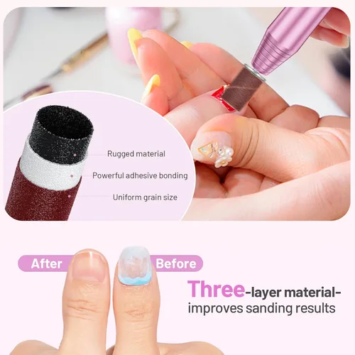 Vista 4 de Efile - Bandas de lijado pequeñas para taladro de uñas, brocas de lijado para manicura profesional de uñas, pedicura, gruesas, medianas, finas