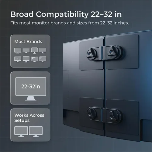 Vista 2 de Paquete de 2 soportes de conexión magnéticos universales compatibles con todos los monitores de computadora, herramienta de alineación de monitores