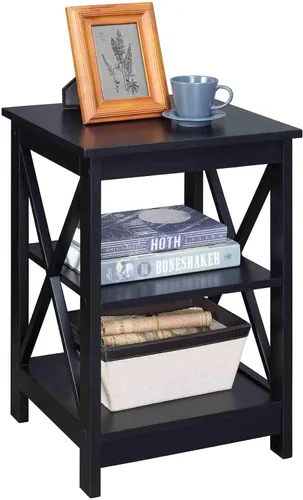 Vista 4 de Convenience Concepts Oxford Mesa Final de 15.75" - Mesa moderna de sala de estar con estantes de almacenamiento, mesa auxiliar de noche transicional