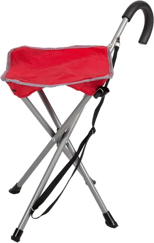 Vista 2 de Mac Sports - Silla plegable de bastón para mujeres y hombres, estilo taburete, bastón plegable, bastón con asiento, base cuádruple, plegable