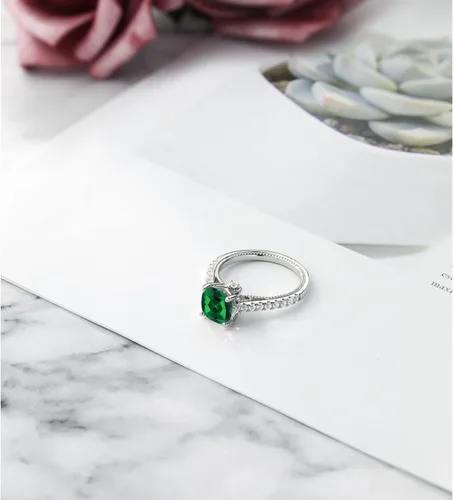 Vista 5 de Gem Stone King Anillo de compromiso de plata de ley 925 con piedra natal de 0.276 in y zafiro blanco creado Anillo de compromiso de boda