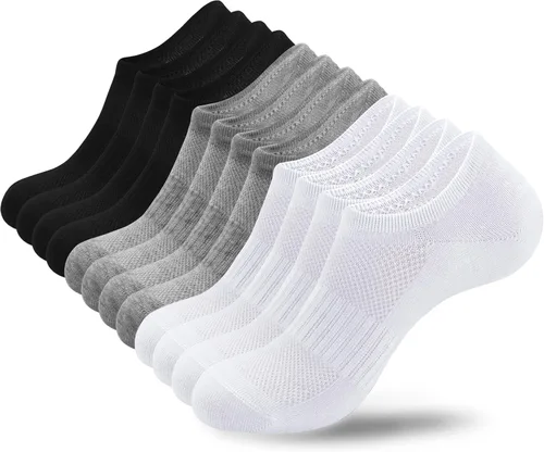 Vista 10 de ATBITER 12 pares de calcetines invisibles para mujer, tobillo bajo 12 pares-6blanco+6negro
