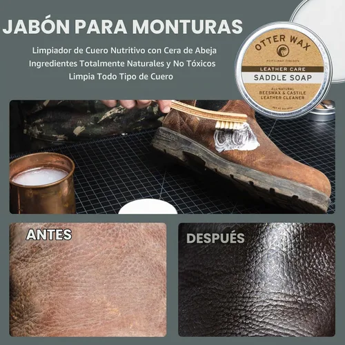 Vista 2 de Jabón de sillín de cera de nutria: limpiador de cuero natural de 2 oz