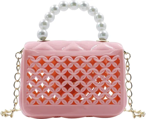 Vista 4 de Mini monederos de corazón para niñas pequeñas y pequeñas, lindo bolso cruzado de princesa, Rosa -Hueco