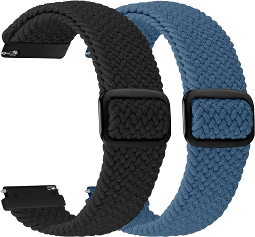 Vista 12 de 2 Pack 22mm Quick Release Braided Bands Compatible with Garmin Vivoactive 4 45mm, Forerunner 570 47mm/255/265, Adjustable Band for Amazfit Bip 6/5