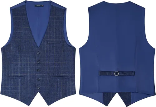 Vista 3 de FAIMO Suit Vest for Men Formal, Mens Vest Dress Tweed Waistcoat for Tuxedo Vest for Party Wedding Business(XS-4XL)