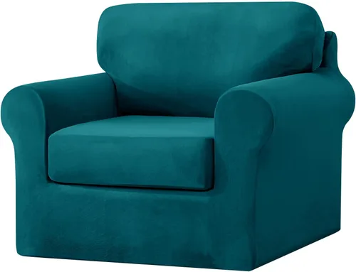 Vista 37 de UNBBRRL Fundas de sofá de 3 piezas para sofá, funda de terciopelo elástico para sillón con 1 funda de cojín de asiento y 1 funda de respaldo