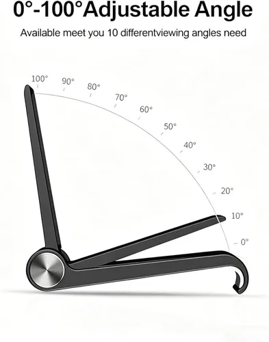 Vista 3 de Soporte para tableta, soporte plegable ajustable para teléfono celular, compatible con la mayoría de iPad y teléfonos inteligentes, accesorio