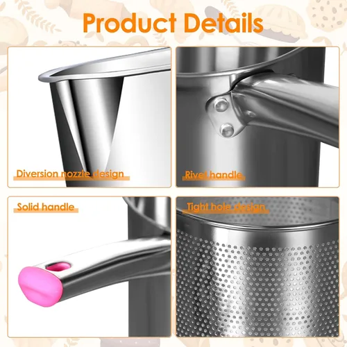 Vista 5 de Olla para freír profunda, acero inoxidable, con cesta de filtro, antiadherente, práctica herramienta de cocina, olla de cocina para el hogar, Grande