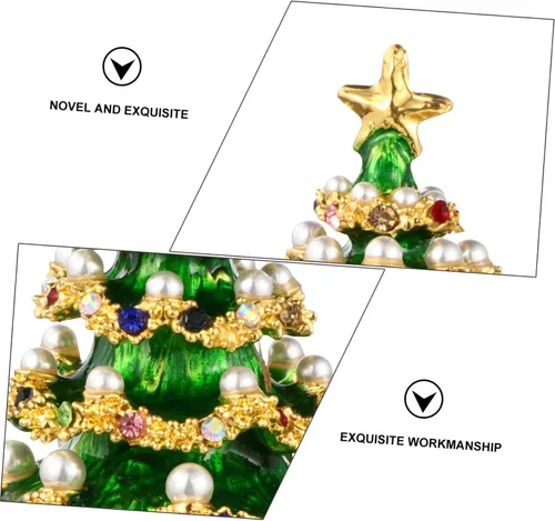 Vista 6 de EXCEART Christmas Tree Trinket Organizer 2 Pcs Jewelry Box Retro Decor Bling Decor Christmas Decor Decorative Tabletop Christmas Tree Collectible