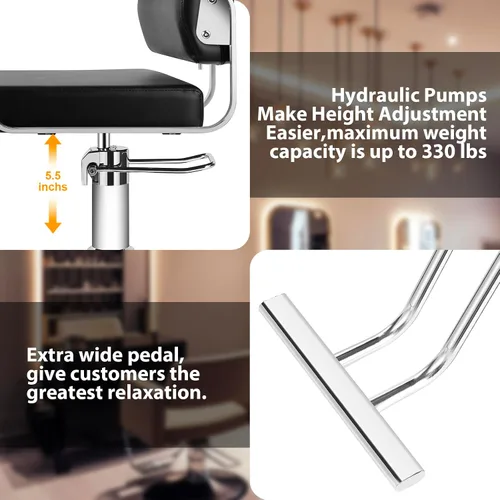 Vista 5 de Sillas de Salón para Estilista Silla con Bomba Hidráulica Silla de Salón de Peluquería Giratoria de 360 Grados Silla de Barbero, Equipo de Belleza