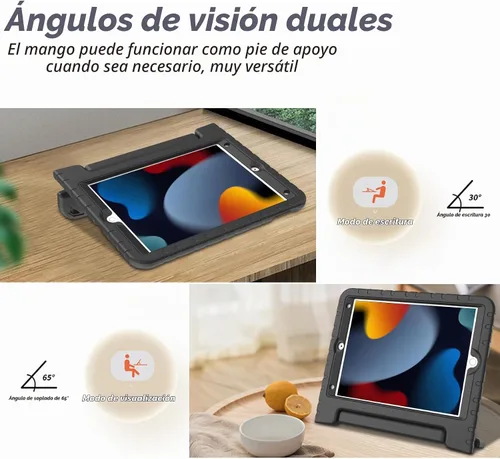 Vista 3 de LTROP Funda infantil para iPad de 9ª/8ª/7ª generación (2021/2020/2019), iPad 10.2 con protector de pantalla integrado, funda para niños con soporte