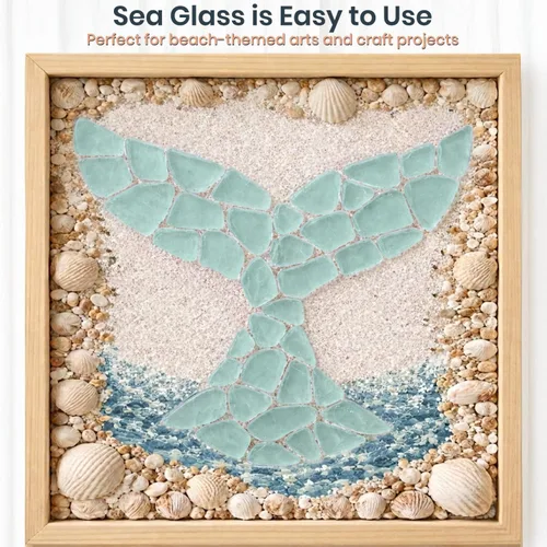 Vista 5 de Nautical Crush Trading Sea Glass Craft - 28 onzas azul aguamarina - Artesanía de vidrio de playa - Decoración de vidrio de mar - Relleno de jarrón