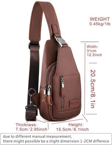 Vista 7 de YUAN FAN Bolso bandolera de cuero para hombre, bolso de transporte oculto para el pecho, bolso de viaje antirrobo