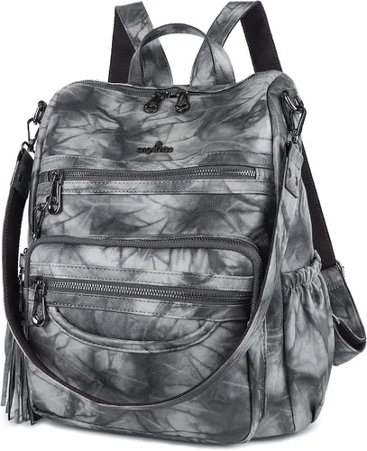 Vista 15 de Bolsos mochila monedero de piel sintética para mujer, bolsas con zíper, mochilas de hombro casuales
