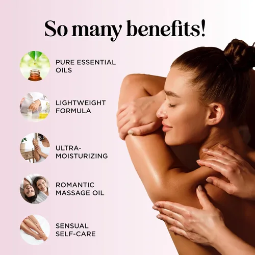 Vista 7 de Aceites de masaje dulces y sensuales para parejas, aceites de masaje románticos de cuerpo completo de mango y lavanda con aceite de almendras dulces