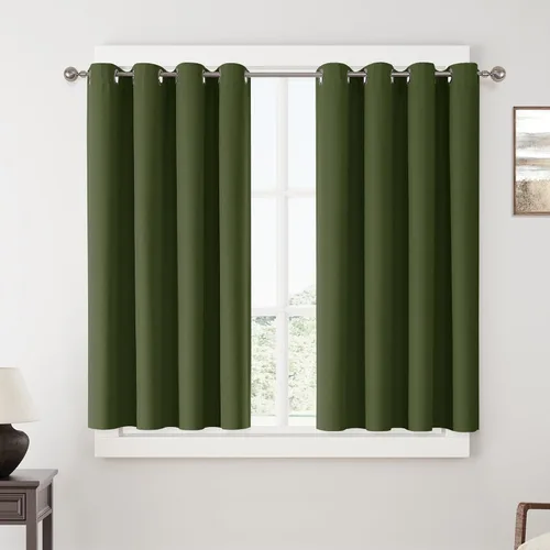 Vista 148 de ChrisDowa Cortinas 100% Opacas de Abedul Sólido de 45 Pulgadas de Largo, 2 Paneles para Dormitorio y Sala de Estar, Estilo Granja Oscurecedoras