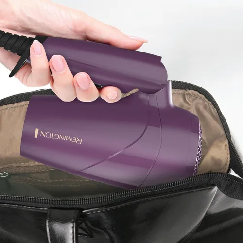 Vista 8 de Remington Secador de pelo de viaje, secadora compacta con mango plegable con doble voltaje, revestimiento de cerámica y tecnología térmica avanzada